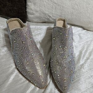 Rhinestone Embellished Slip On Mules NWOB size 7 1/2.